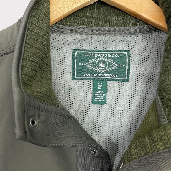 G.H. Bass &‎ Co. Mens XL Olive Green Quarter Snap Pullover Sweater - Picture 3 of 11